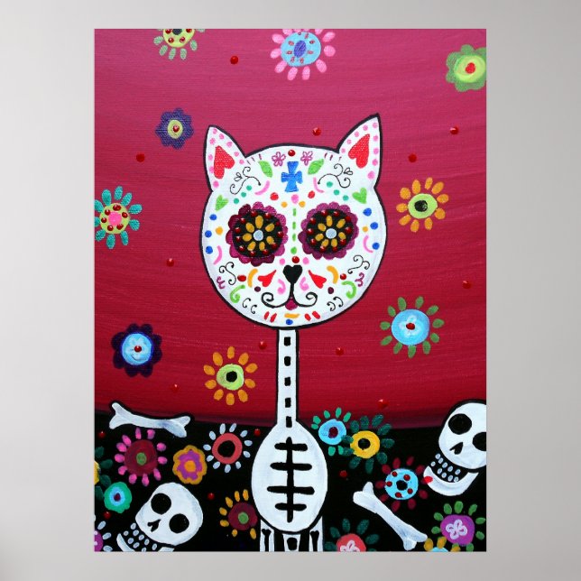 PAINERING AV MEXIKANSK KATDIA DE LOS MUERTOS POSTER (Framsidan)