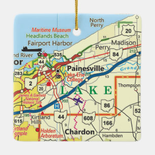 Painesville Ohio Karta Julgransprydnad Keramik