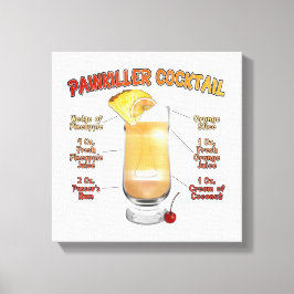PAINKILLER Cocktail Recipe Art 12"x12" Canvastryck