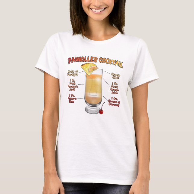PAINKILLER Cocktail Recipe Art T Shirt (Framsida)