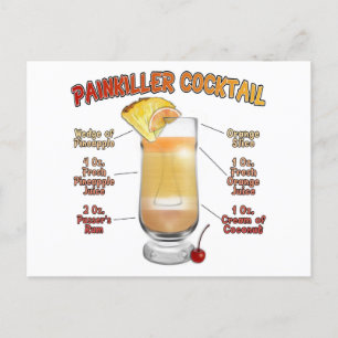 PAINKILLER Cocktail Recipe Art Vykort