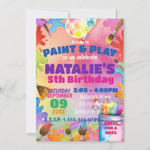 Paint and Play Kids Art Party Birthday-inbjudan Inbjudningar