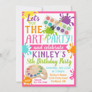 Paint BIrthday-inbjudan Inbjudningar