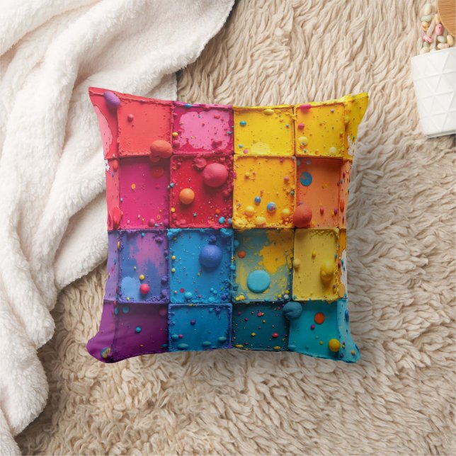 Paint Block Throw Pillow Kudde (Filt)