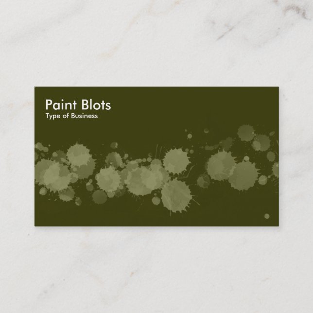 Paint Blots - Khaki on Dk Olive Visitkort (Framsida)
