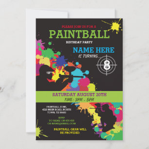 PAINT BOLL PAINTBALL INBJUDAN BARNS FÖDELSEDAG PAR