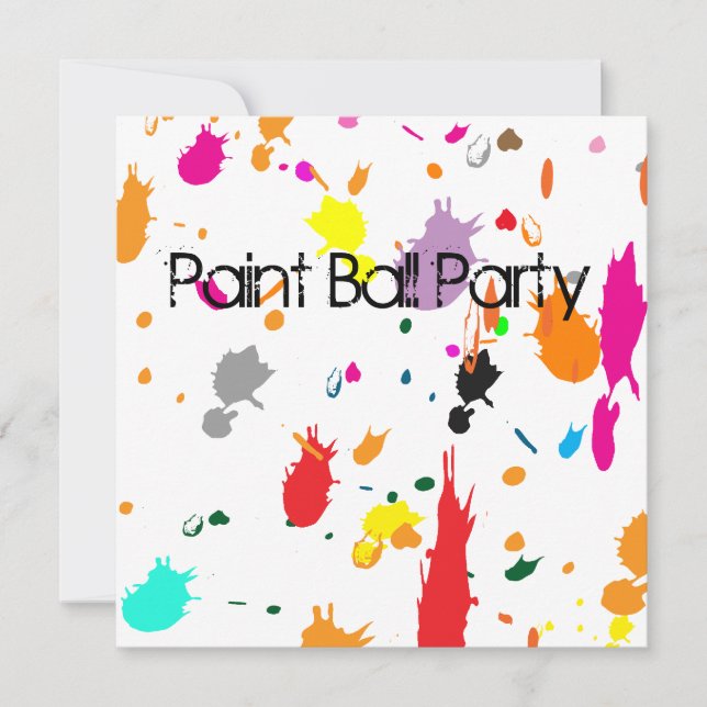 Paint Boll Party SPLATTER-inbjudan Inbjudningar (Framsida)