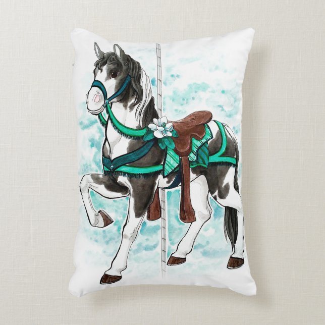 Paint Carousel Horse Pillow Prydnadskudde (Framsidan(Vertikal))