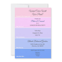 Paint Chip Gender Reveal Rosa Blue-inbjudan