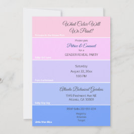 Paint Chip Gender Reveal Rosa Blue-inbjudan Inbjudningar