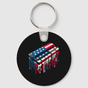 Paint Drip Harmonica American USA flagga 4:e juli Nyckelring