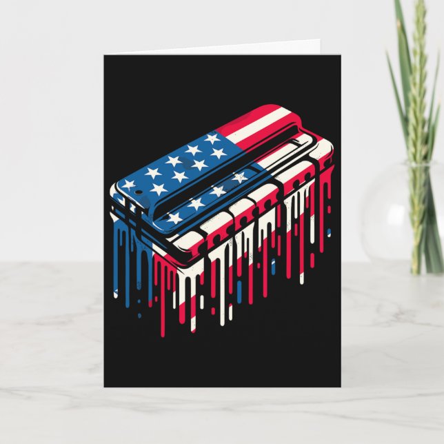 Paint Drip Munspel Amerikansk Usa Flagga 4:e Juli Kort (Framsida)