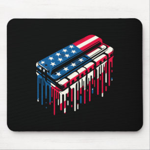 Paint Drip Munspel Amerikansk Usa Flagga 4:e Juli Musmatta