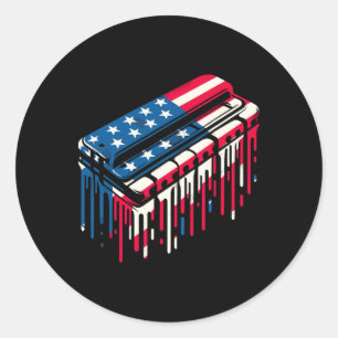 Paint Drip Munspel Amerikansk Usa Flagga 4:e Juli Runt Klistermärke