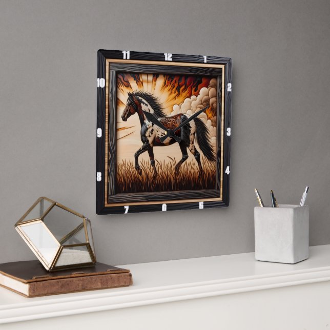 Paint Fält: Solbelyst Trot Anpassad design Fyrkantig Klocka (Kontor)