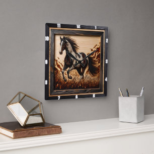 Paint Fält: Solbelyst Trot Wood Anpassad design Fyrkantig Klocka