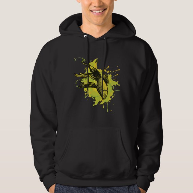 Paint Fish Black Hoodie (Framsida)