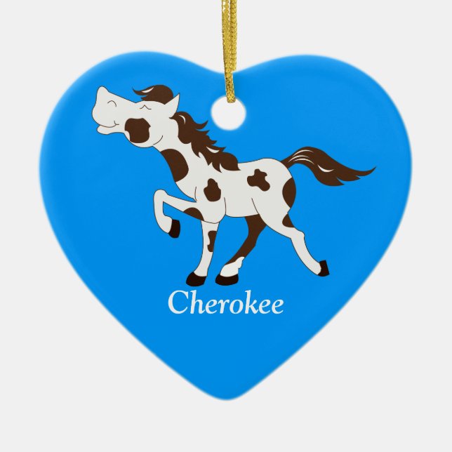 PAINT HORSE Brown & White Anpassningsbar Ornament (Framsidan)