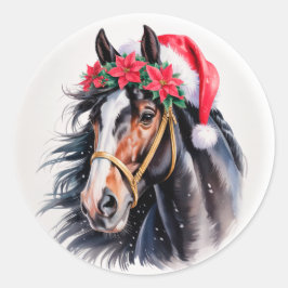 Paint Horse Christmas Sticker Runt Klistermärke
