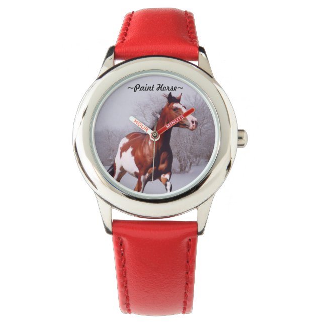 Paint horse galloping genom snö Watch Armbandsur (Framsida)