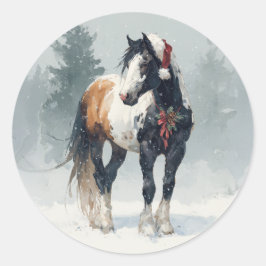Paint Horse julsticker Runt Klistermärke