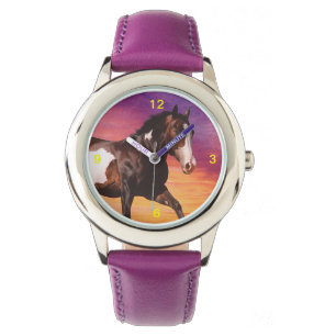 Paint Horse med färgad soluppgång Se Armbandsur