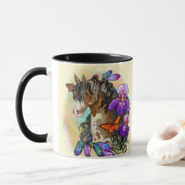 Paint Horse Mustang med Iris och butterflies Mugg