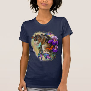 Paint Horse Mustang med Iris och butterflies T-Sh T Shirt