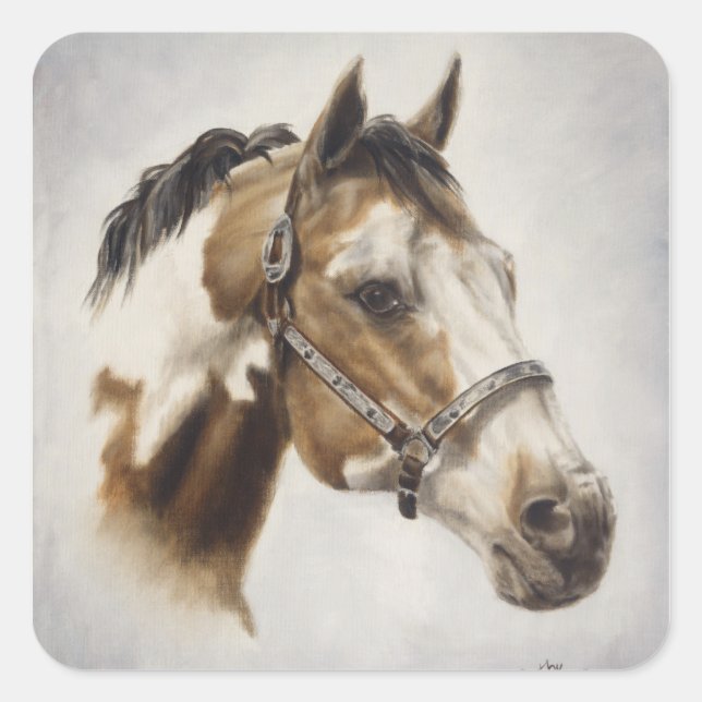 Paint Horse Sticker Fyrkantigt Klistermärke (Framsida)
