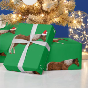 Paint Horses & Red Santa Hat jul Wrapping Pa Presentpapper