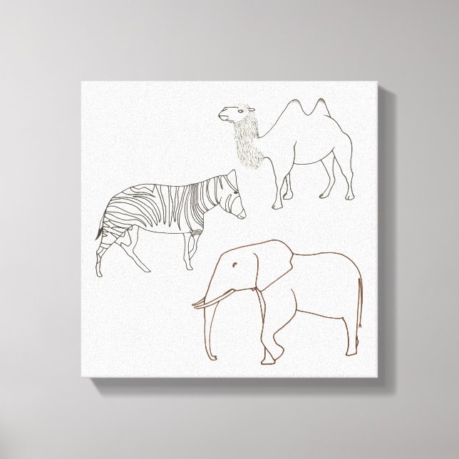 Paint it Elephant Zebra Camel Wrapped Canvas (Framsida)