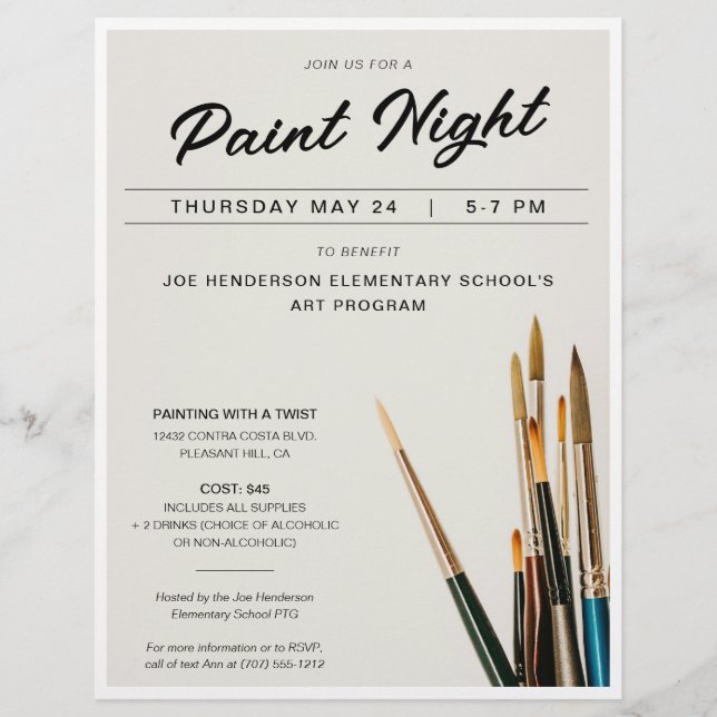 Paint Night Fundraiser Reklamblad (Framsidan)