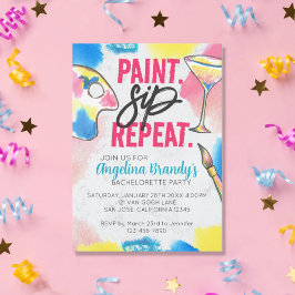 Paint och Sip Bachelorette Art Party Marble Inbjudningar