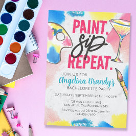 Paint och Sip Bachelorette Vin Party Marble Inbjudningar