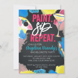 Paint och Sip Chalkboard Bachelorette Art Party Inbjudningar