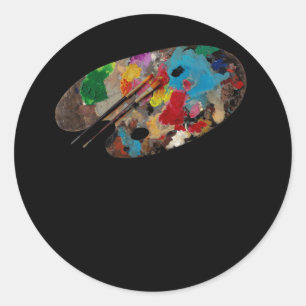 Paint Palette Artist Vatten Färg Runt Klistermärke