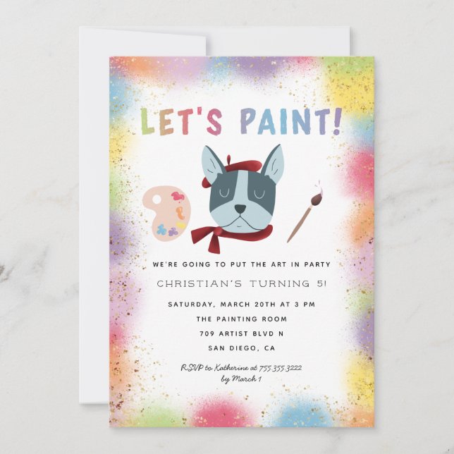 Paint Party | Art Födelsedagsfest Inbjudningar (Framsida)