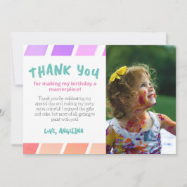 Paint Party Girl Birthday Pastel Rainbow Tack Kort