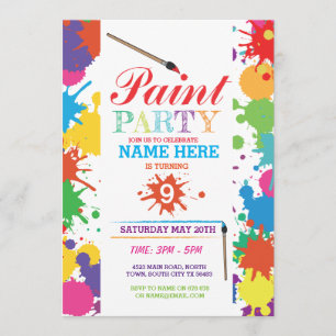 PAINT PARTY INBJUDAN KIDS NEON ROLIGT ART BLÄCK BI