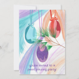 Paint Pouring Party Invitations for Christmas Inbjudningar
