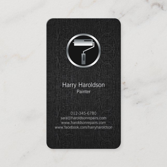 Paint Roller Push Grunge Painter-Affärskortet Visitkort (Framsida)