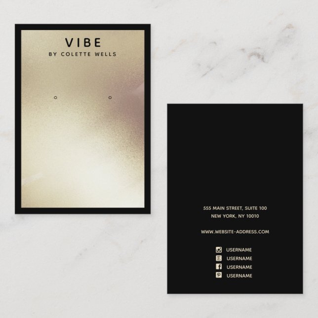 Paint Satin Guld Visning Earring Juelry Holder Visitkort (Fram/baksida)