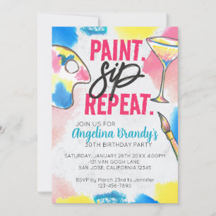 Paint & Sip 30års födelsedag Art Party Marble Inbjudningar