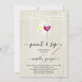 Paint & Sip Birthday, Bachelorette, Möhippa Inbjudningar