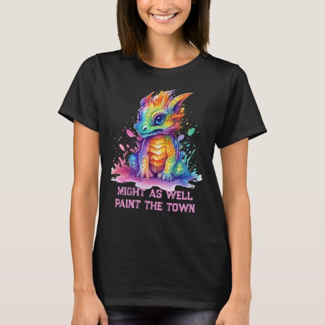 Paint Soaks Baby Dragon Funny T Shirt (Framsida)