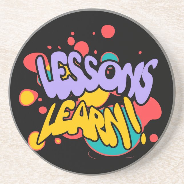 PAINT SPLASH LESSONS LEARN ROUND SANDSTONE COASTER UNDERLÄGG (Framsidan)