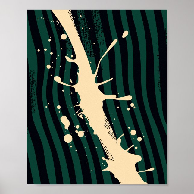 Paint Splash on Green and Black Wavy Background Poster (Framsidan)
