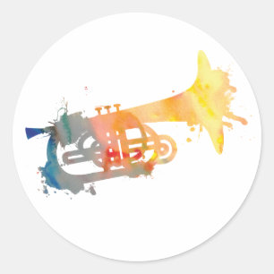 Paint Splat Mellophone Runt Klistermärke