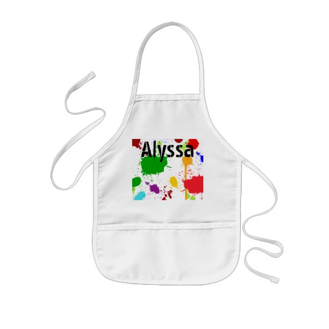 Paint Splats Personalized Kid's Apron Barnförkläde (Framsidan)