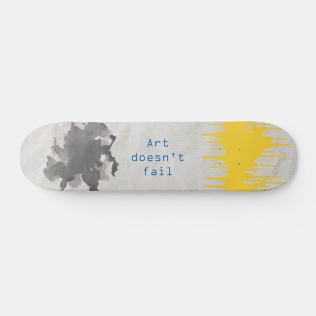 Paint splatter art design. Black and yellow combin Mini Skateboard Bräda 18,5 Cm (Horz)